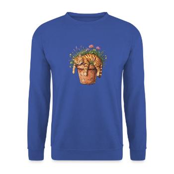 Siesta Katze - Unisex Pullover - Royalblau - Vorne - Alina (178cm) & Michal (187cm)