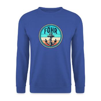 Föhr - Insel - Nordsee - Anker - Urlaub - Erholung - Unisex Pullover - Royalblau - Vorne - Alina (178cm) & Michal (187cm)
