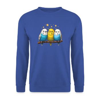 Wellensittiche Sterne - Unisex Pullover - Royalblau - Vorne - Alina (178cm) & Michal (187cm)