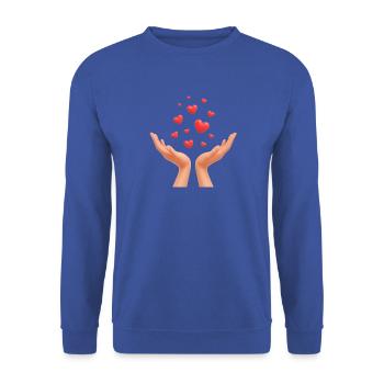 Hände, die Herzen sammeln - Unisex Pullover - Royalblau - Vorne - Alina (178cm) & Michal (187cm)