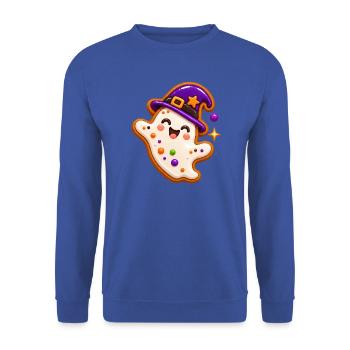 Geist-Keks mit Hexenhut  - Unisex Pullover - Royalblau - Vorne - Alina (178cm) & Michal (187cm)