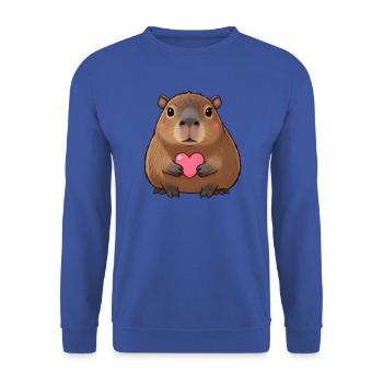 Capybara Wasserschwein mit Herz Geschenk  - Unisex Pullover - Royalblau - Vorne - Alina (178cm) & Michal (187cm)