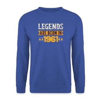 Birthday born in 1961 - Unisex Pullover - Royalblau - Vorne - Alina (178cm) & Michal (187cm)