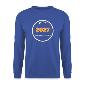 Abitur 2027 Siegel Jahrgang der Freiheit - Unisex Pullover - Royalblau - Vorne - Alina (178cm) & Michal (187cm)