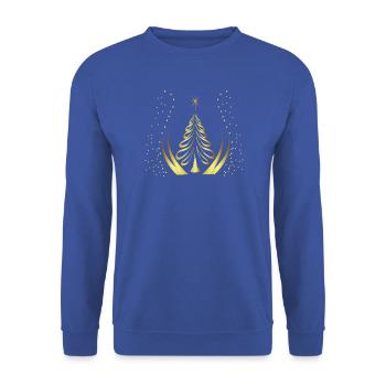 Goldene Weihnachtsbaum-Silhouette - Unisex Pullover - Royalblau - Vorne - Alina (178cm) & Michal (187cm)
