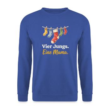Vier Jungs. Eine Mama. – Mama von vier Söhnen - Unisex Pullover - Royalblau - Vorne - Alina (178cm) & Michal (187cm)