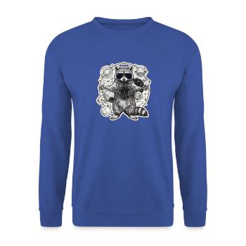 Kosmischer Waschbär - Unisex Pullover - Royalblau - Vorne - Alina (178cm) & Michal (187cm)