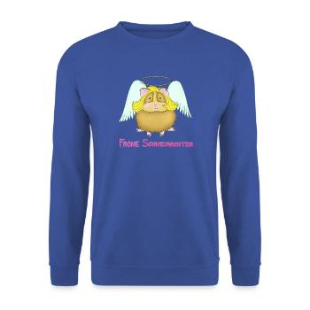 Weihnachtsengerl - Unisex Pullover - Royalblau - Vorne - Alina (178cm) & Michal (187cm)