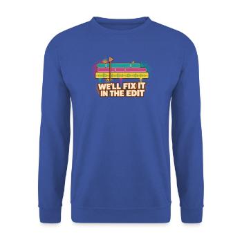 Bunte Klang-Edit Grafik - Unisex Pullover - Royalblau - Vorne - Alina (178cm) & Michal (187cm)