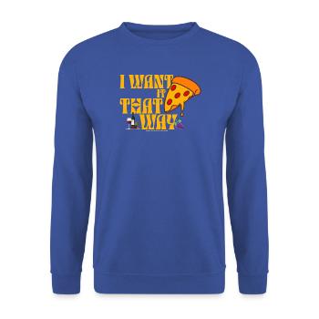 I Want It That Way Pizza Wein - Unisex Pullover - Royalblau - Vorne - Alina (178cm) & Michal (187cm)