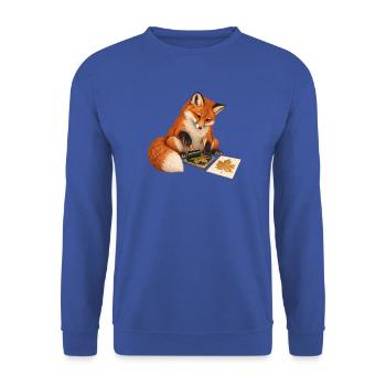 Fuchs druckt botanische Blätter - Unisex Pullover - Royalblau - Vorne - Alina (178cm) & Michal (187cm)