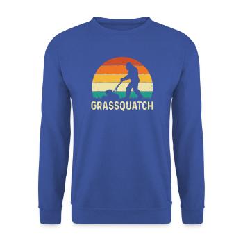 Grassquatch – Bigfoot Rasenmählandschaftslandschaftsgärtner Geschenk - Unisex Pullover - Royalblau - Vorne - Alina (178cm) & Michal (187cm)