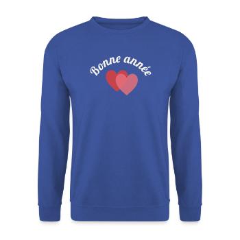 JAHR. FROHES NEUES JAHR. NEUES JAHR. WÜNSCHE - Unisex Pullover - Royalblau - Vorne - Alina (178cm) & Michal (187cm)