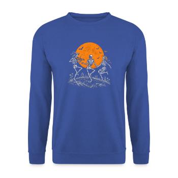 Tanzende Skelette im Mondschein - Unisex Pullover - Royalblau - Vorne - Alina (178cm) & Michal (187cm)