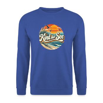 Kind der See Strand Retro - Unisex Pullover - Royalblau - Vorne - Alina (178cm) & Michal (187cm)