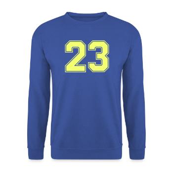 Neon 23 Retro Bold - Unisex Pullover - Royalblau - Vorne - Alina (178cm) & Michal (187cm)