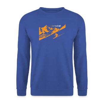 Skifahren Letztes Licht Berge Skilift  Skifahrer - Unisex Pullover - Royalblau - Vorne - Alina (178cm) & Michal (187cm)