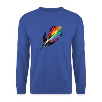 Bunter Vogel Schwalbe - Unisex Pullover - Royalblau - Vorne - Alina (178cm) & Michal (187cm)