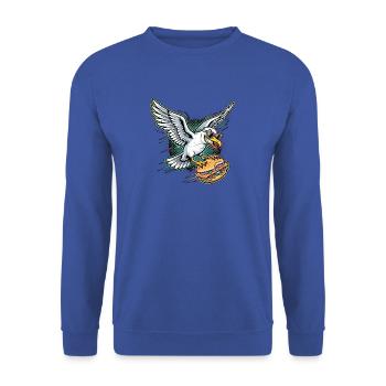 Fischbrötchen Möwe - Unisex Pullover - Royalblau - Vorne - Alina (178cm) & Michal (187cm)