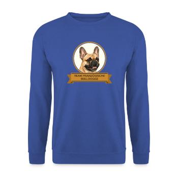 Team Französische Bulldogge - Unisex Pullover - Royalblau - Vorne - Alina (178cm) & Michal (187cm)