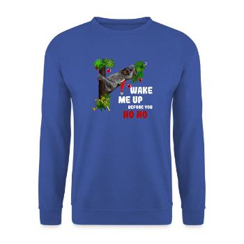 Wake me up before you Ho Ho - Weihnachtsfaultier - Unisex Pullover - Royalblau - Vorne - Alina (178cm) & Michal (187cm)
