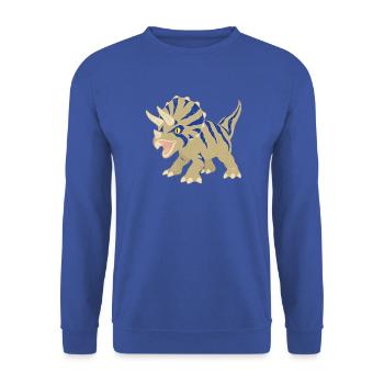 Blau gestreifter Triceratops Print - Unisex Pullover - Royalblau - Vorne - Alina (178cm) & Michal (187cm)