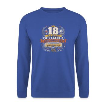 18 Geburtstag Volljährig Geschenk Lustiger Spruch - Unisex Pullover - Royalblau - Vorne - Alina (178cm) & Michal (187cm)