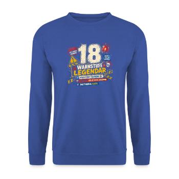 18 Geburtstag Volljährig Geschenk Party Humor - Unisex Pullover - Royalblau - Vorne - Alina (178cm) & Michal (187cm)