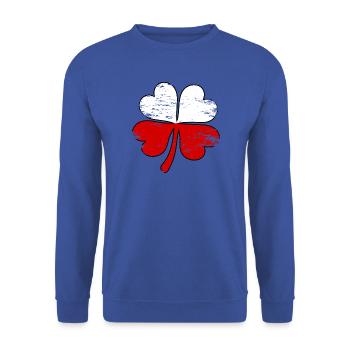 Polen Flagge Kleeblatt used - Unisex Pullover - Royalblau - Vorne - Alina (178cm) & Michal (187cm)