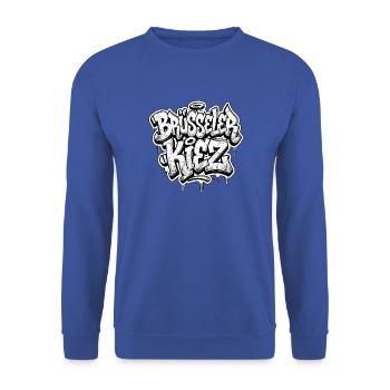 Brüsseler Kiez Berlin Graffiti - Unisex Pullover - Royalblau - Vorne - Alina (178cm) & Michal (187cm)