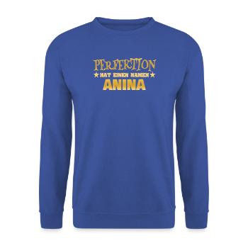 Frauenname Anina - Unisex Pullover - Royalblau - Vorne - Alina (178cm) & Michal (187cm)
