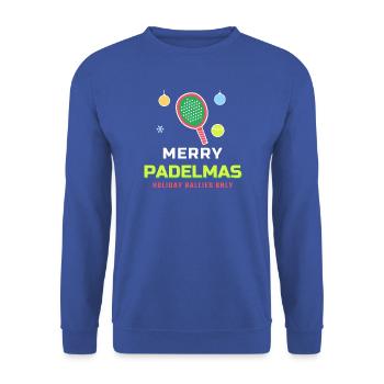 Frohe Padelmas lustige Weihnachten Padelspieler - Unisex Pullover - Royalblau - Vorne - Alina (178cm) & Michal (187cm)