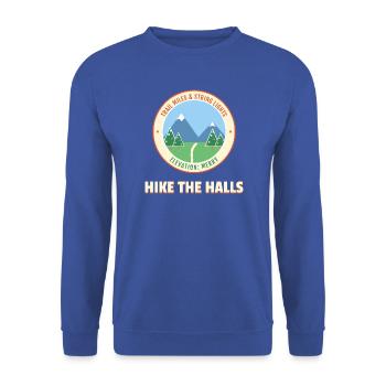 Wandern Sie den Halls Christmas Hiking Mountain Trail - Unisex Pullover - Royalblau - Vorne - Alina (178cm) & Michal (187cm)