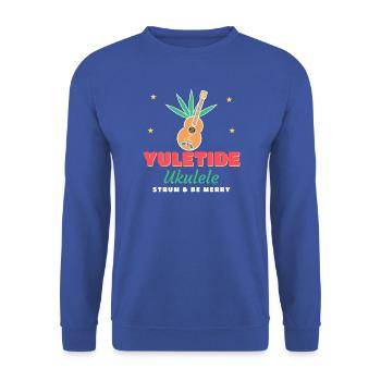 Yuletide Ukulele Weihnachts-Ukulele-Musiker - Unisex Pullover - Royalblau - Vorne - Alina (178cm) & Michal (187cm)
