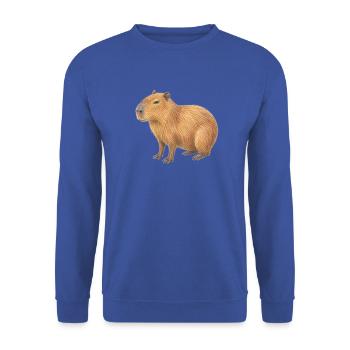 Capybara-Tierzeichnung mit Buntstiften - Unisex Pullover - Royalblau - Vorne - Alina (178cm) & Michal (187cm)