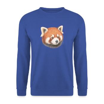 Kopfporträt des roten Pandas - Unisex Pullover - Royalblau - Vorne - Alina (178cm) & Michal (187cm)