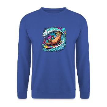 Relaxed Surfer Otter - Unisex Pullover - Royalblau - Vorne - Alina (178cm) & Michal (187cm)