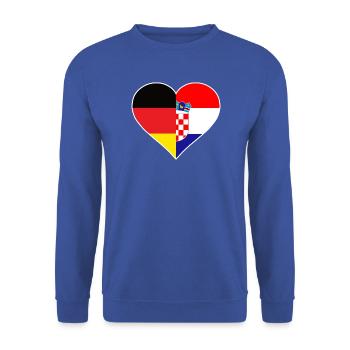 Deutsch-Kroatisches Flaggenherz - Unisex Pullover - Royalblau - Vorne - Alina (178cm) & Michal (187cm)