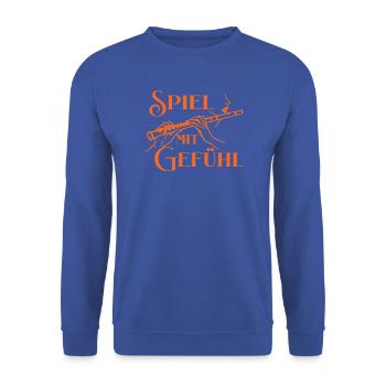 Querflöte - Spiel mit Gefühl Flötenmusik Flötistin - Unisex Pullover - Royalblau - Vorne - Alina (178cm) & Michal (187cm)