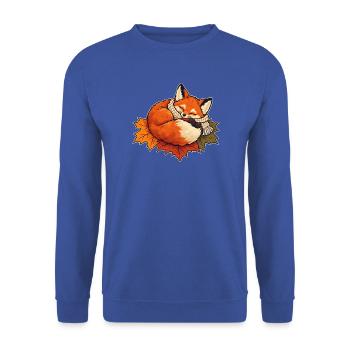 Schlafender Fuchs im Schal - Unisex Pullover - Royalblau - Vorne - Alina (178cm) & Michal (187cm)