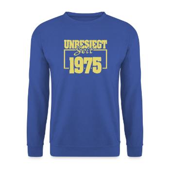 1975 - Unisex Pullover - Royalblau - Vorne - Alina (178cm) & Michal (187cm)