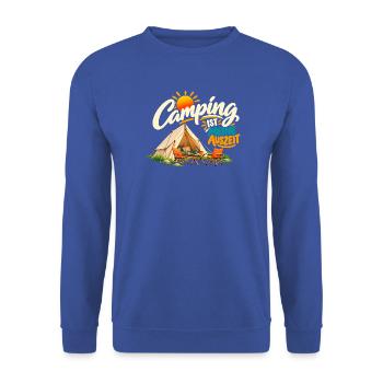 Camping ist meine Auszeit - Unisex Pullover - Royalblau - Vorne - Alina (178cm) & Michal (187cm)