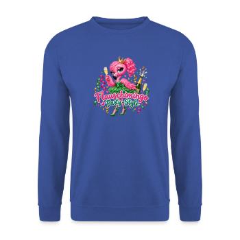 Flauschimingo Party Style - Unisex Pullover - Royalblau - Vorne - Alina (178cm) & Michal (187cm)