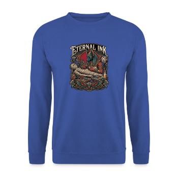 Tätowierer graviert eine Mumie - Unisex Pullover - Royalblau - Vorne - Alina (178cm) & Michal (187cm)