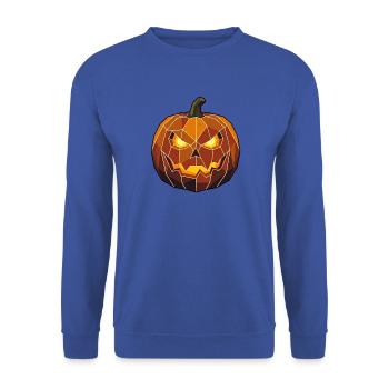 Halloween Poly Kürbis - Unisex Pullover - Royalblau - Vorne - Alina (178cm) & Michal (187cm)