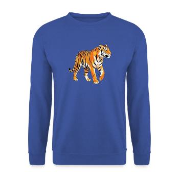 Poly Stil Tiger - Unisex Pullover - Royalblau - Vorne - Alina (178cm) & Michal (187cm)