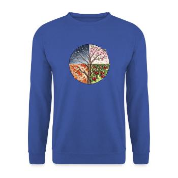 4 Jahreszeiten Baum - Unisex Pullover - Royalblau - Vorne - Alina (178cm) & Michal (187cm)