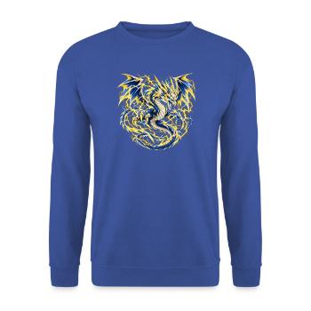 Donnerschlag-Blitzdrache - Unisex Pullover - Royalblau - Vorne - Alina (178cm) & Michal (187cm)