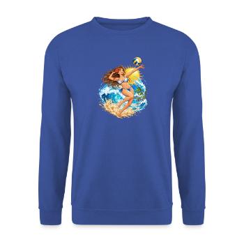 Einzel-Mädchen-Volleyballaufschlag - Unisex Pullover - Royalblau - Vorne - Alina (178cm) & Michal (187cm)