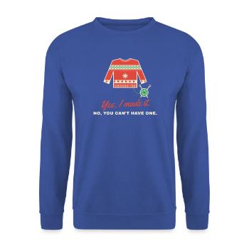 Ja, ich habe es zum Weihnachtspullover gemacht - Unisex Pullover - Royalblau - Vorne - Alina (178cm) & Michal (187cm)